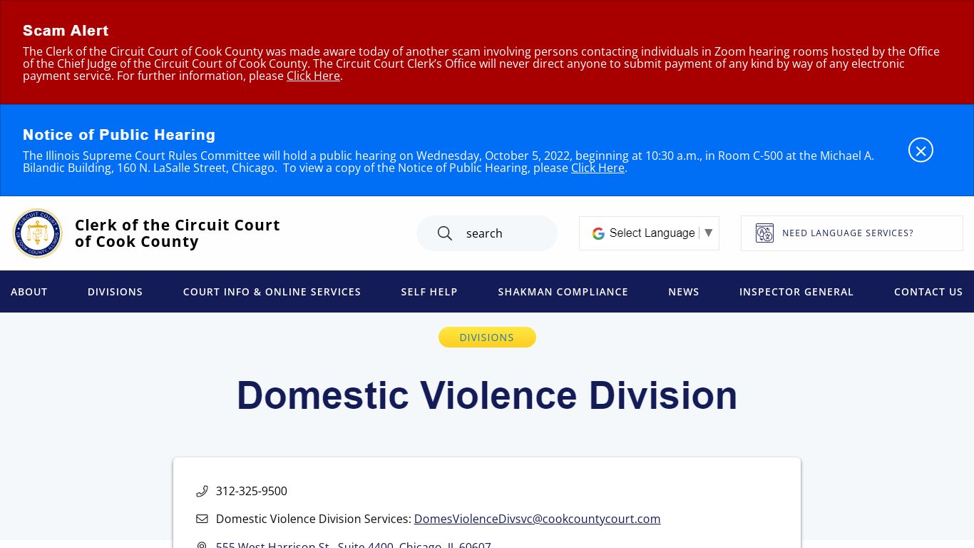Domestic Violence Division | Clerk of the Circuit Court of Cook County
